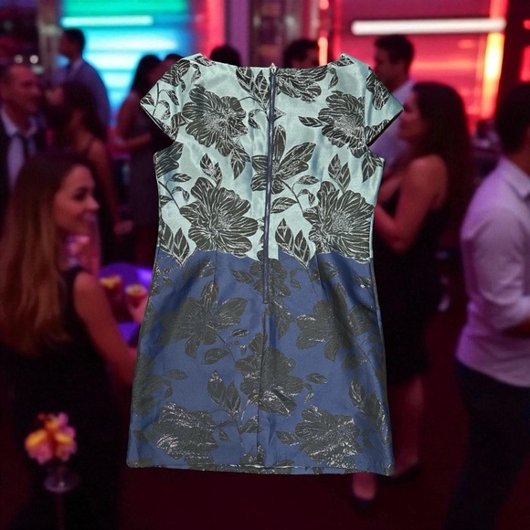 Vince Camuto NWT Blue/Black Floral cocktail Dress Sz14 appropriate for all event - Picture 8 of 11